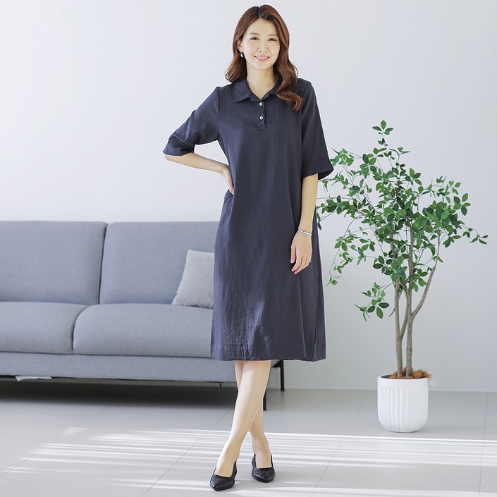 우일 여성용 인견 러프 카라 원피스 빅사이즈 포함