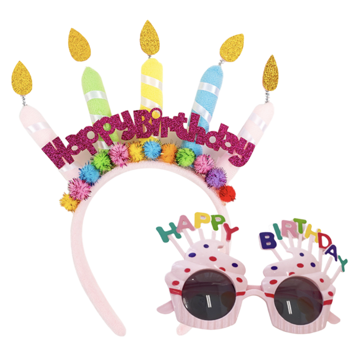 미미셀렉 생일 파티 안경 머리띠 세트, 핑크, 1세트 20221019