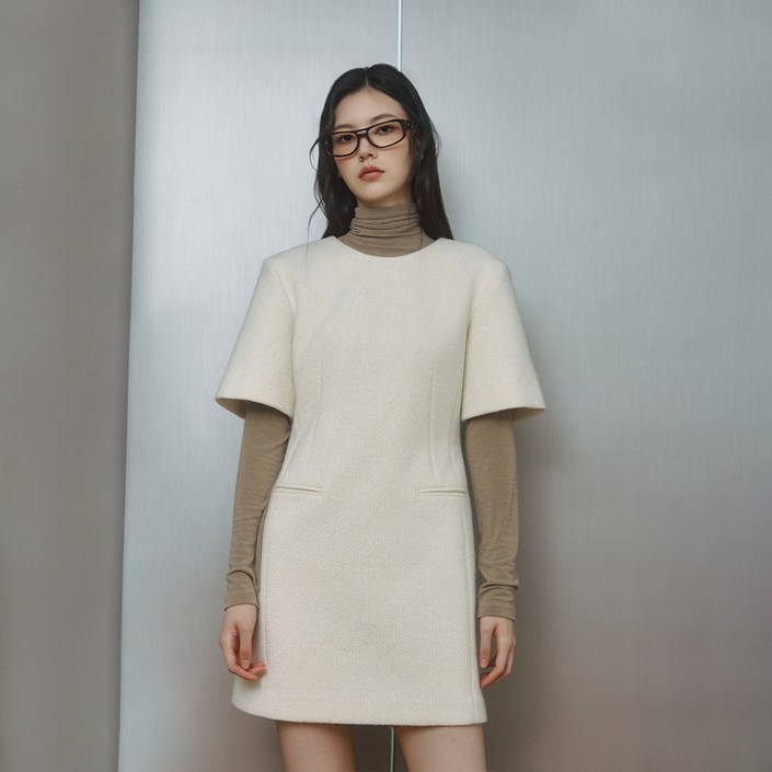 랩 여성용 트위드 반팔 미니원피스 AR4WOA64