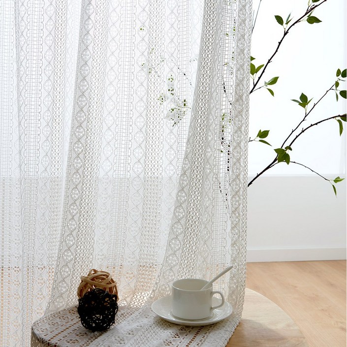사라하우스 레이스 가리개 뜨개 빈티지 자수 커튼 봉집형