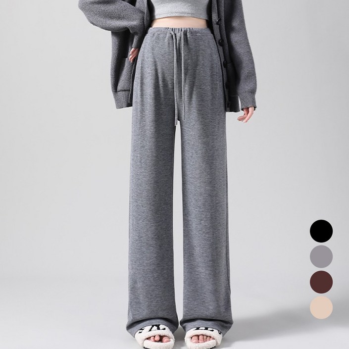 엘쏘 여성용 밴딩 세미 와이드핏 팬츠