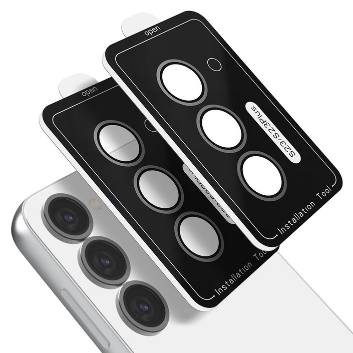 모란카노 메탈 링 카메라 렌즈 강화유리 세트 그레이, 1세트