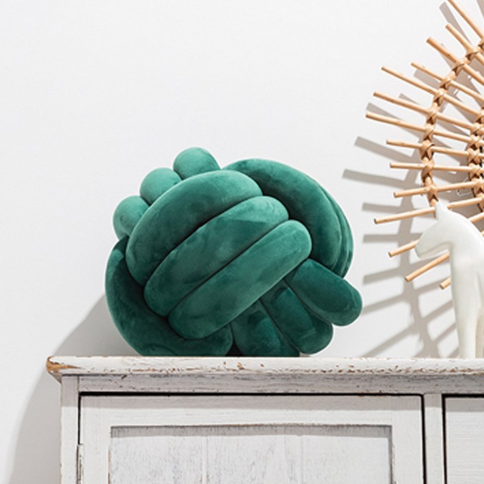 니팅노튼 자이언트얀 매듭쿠션 꽈배기 쿠션, 그린
