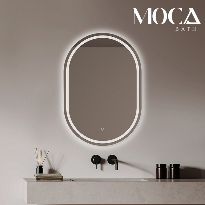 모카바스 화장대거울 욕실 인테리어 선반 간접 루미나 타원 LED 직접 간접 조명 거울, 5700K 주광색 주문제작