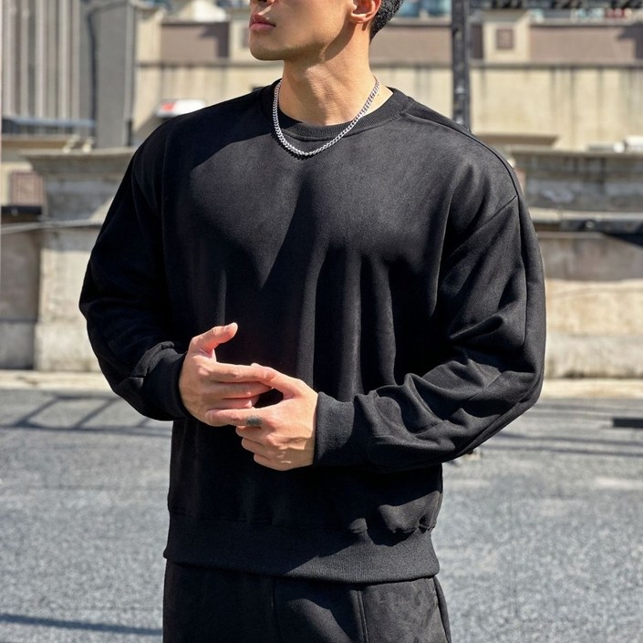벨벳 라운드넥 무지 머슬핏 오버핏 맨투맨 운동복 짐웨어 R1013 벨벳 라운드넥 무지 머슬핏 오버핏 맨투맨 운동복 짐웨어 R1013