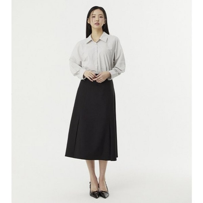 플라스틱아일랜드 BEIGE맞주름 플레어 스커트 PR7WS161