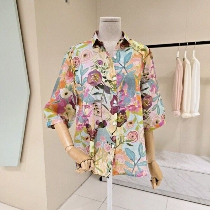 데스틸컬러풀 플라워 린넨 셔츠블라우스D2523BL4543 722303