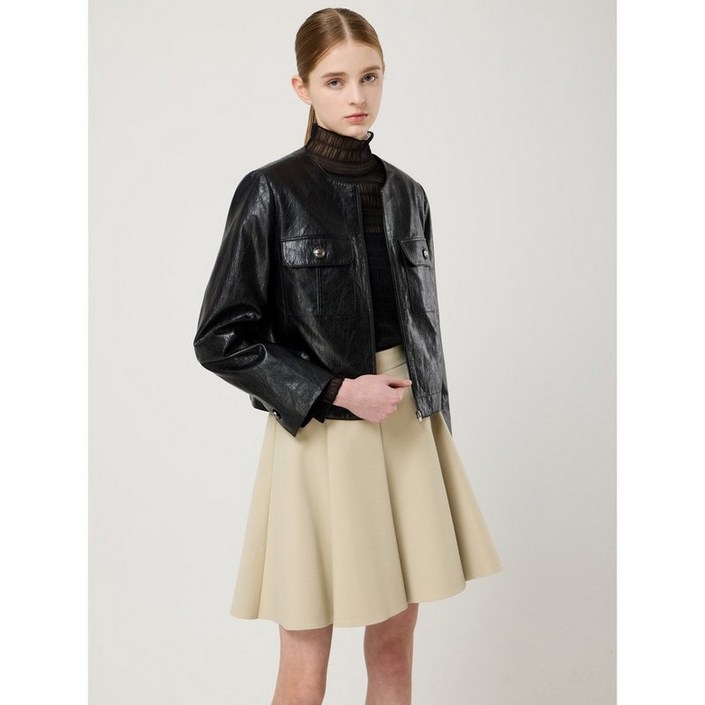 CC콜렉트 [CC collect]씨씨콜렉트 페이크 레더 칼라리스 크롭 자켓_C251PSF512 413013