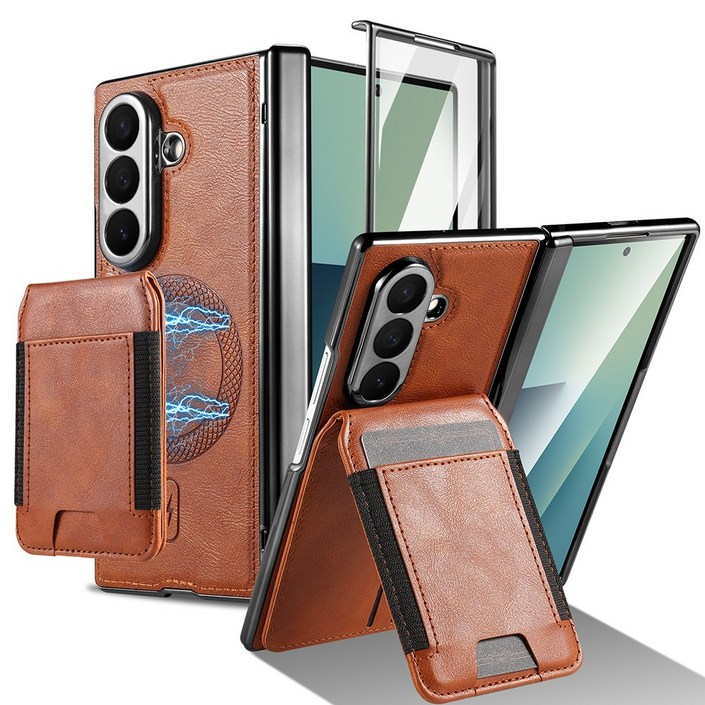 갤럭시 Z폴드7 맥세이프 가죽 카드지갑 일체형 케이스 힌지 보호 초강력 자력