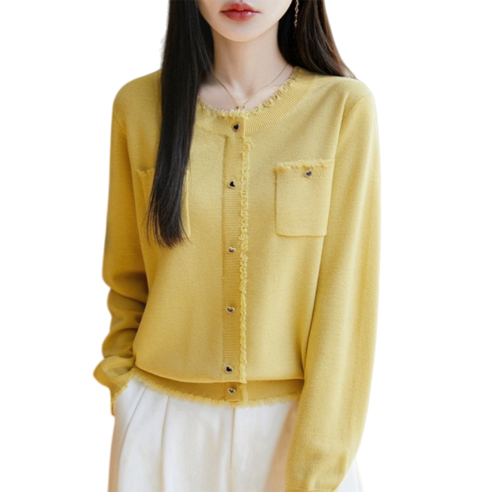 Makone여성 가을 겨울 라운드넥 스웨터 솔리드 프린지 심플 패션 빅사이즈 니트 티셔츠