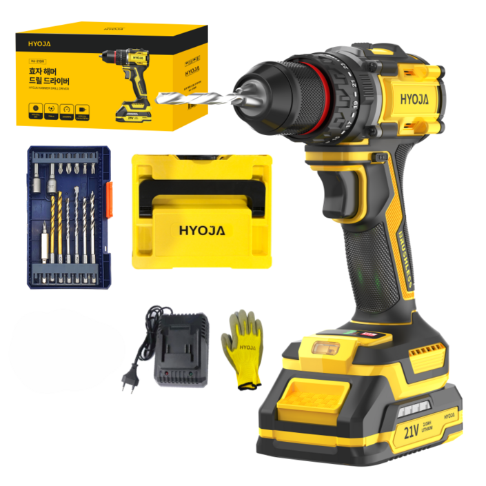 효자 해머 전동드릴 21V 무선 충전 임팩 드라이버 가정용, 1세트, 본품  배터리1개