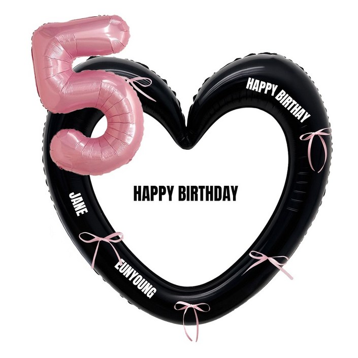 해피제이니 핑크 숫자 대형 하트풍선 생일파티용품세트프리레터링 시트지 포함
