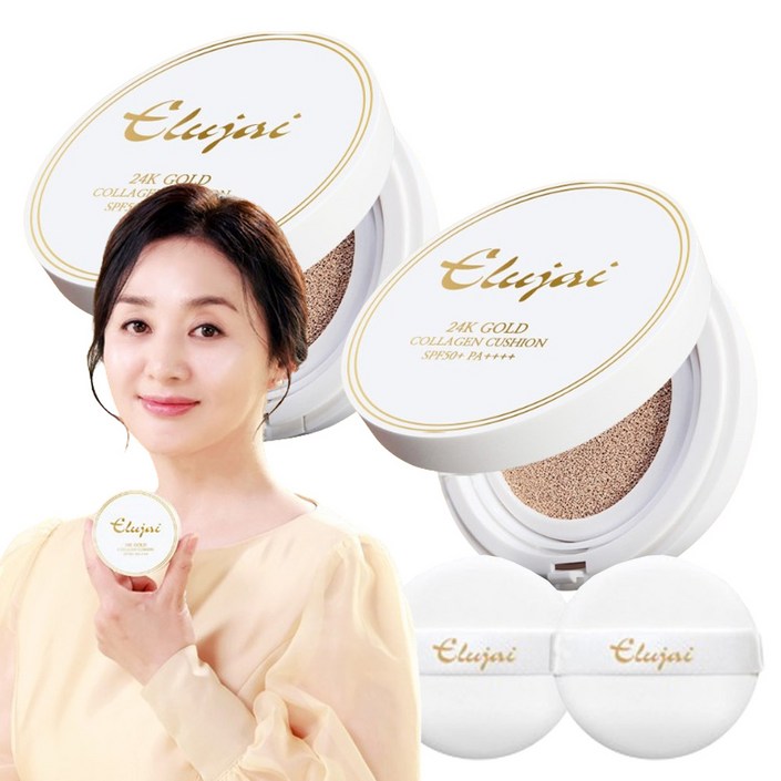 23호엘루자이 24K 골드 콜라겐 쿠션 SPF50 PA 순도 99.99 순금 에센스 3중기능성 아이디어공간, 6종