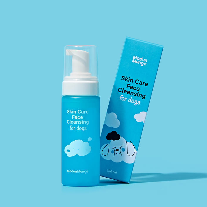 [모든멍이] 강아지 스킨 케어 얼굴 저자극 워터리스 거품 세안제, 150ml