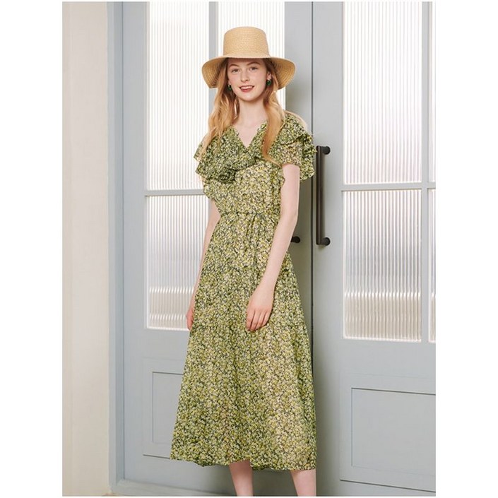 숲 프린팅 쉬폰 원피스 SZ5OP81