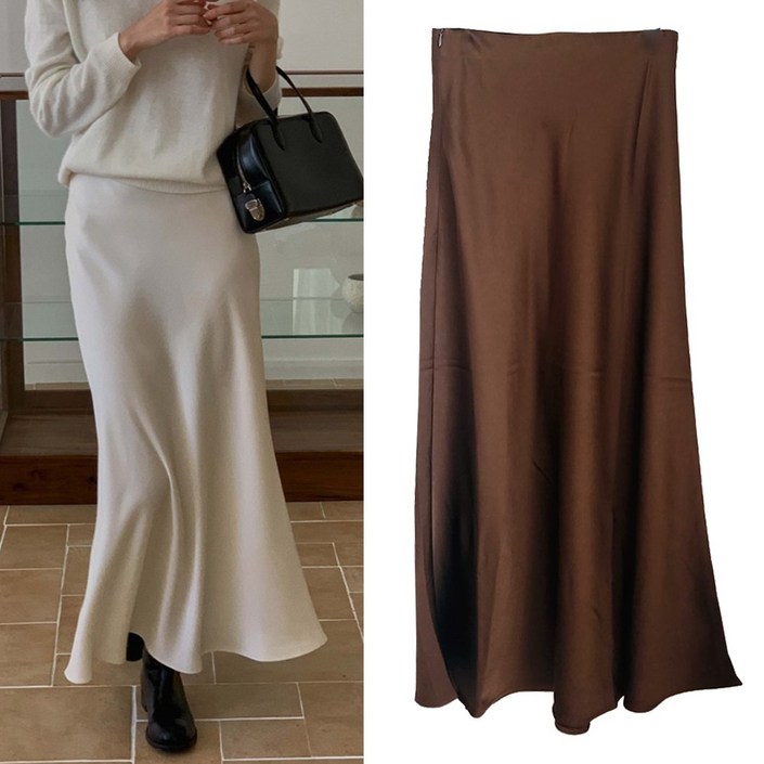 새틴 밴딩스커트 실키 머메이드 롱스커트 8칼라