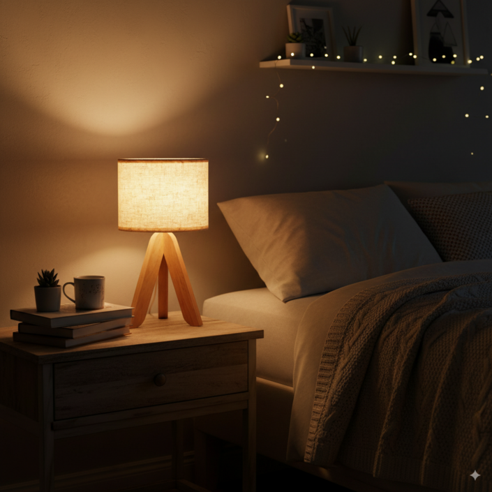 도르리 북유럽 플리츠 램프 갓 원목 LED 무드등 스탠드, 1개