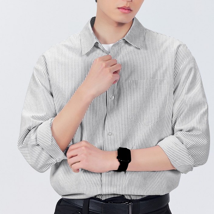 lyoveu스트라이프 남성긴팔셔츠 봄여름 빅사이즈