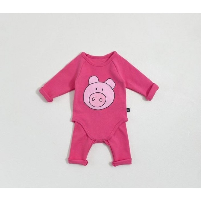 아기 슈트 여아 남아 동물농장 돼지 바디슈트