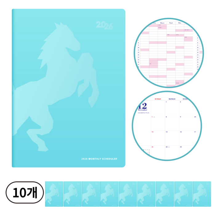 탐나 2026 A4먼슬리 플래너 다이어리 스케줄러, 10개, 민트