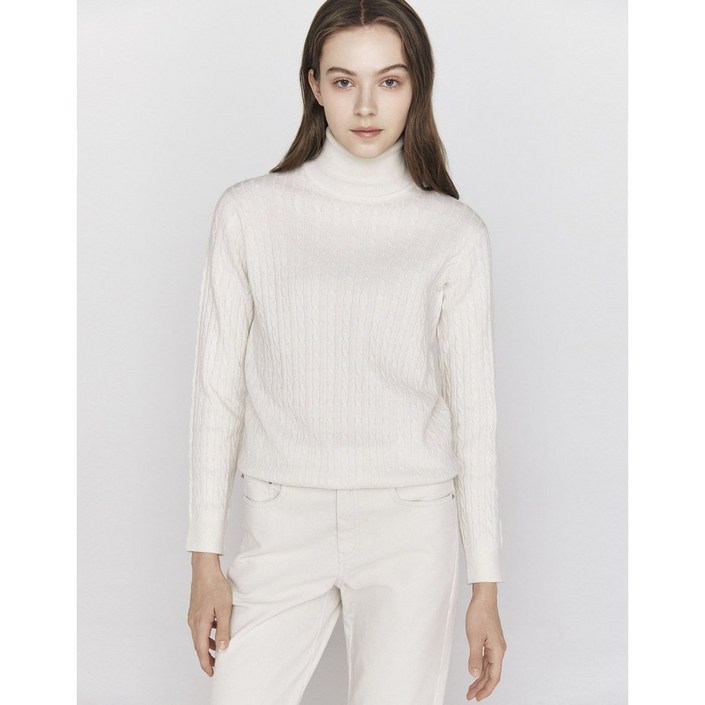 [지오다노] 2025 NEW 여자 꽈배기터틀넥 니트 355919 3칼라