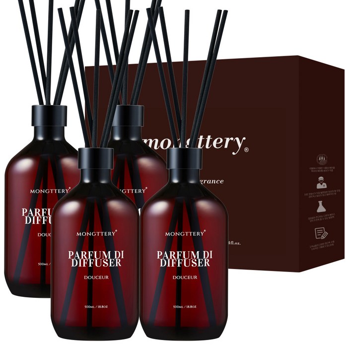 몽때리 데일리 대용량 디퓨저, 블랙체리베리, 4개, 500ml