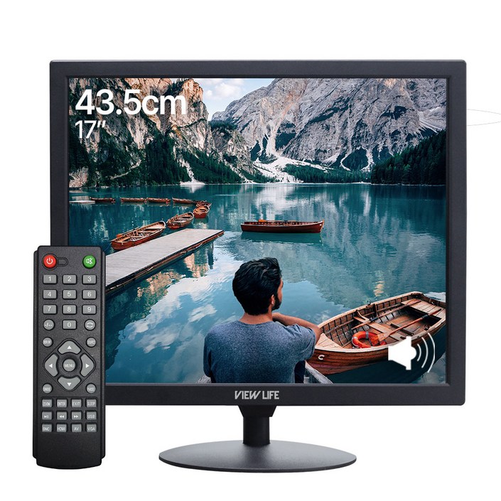 뷰라이프 17형 4:3 AV 단자 CCTV 소형 모니터 D-SUB/BNC 케이블 포함 리모컨 증정 새제품, 43.1cm, AV-17