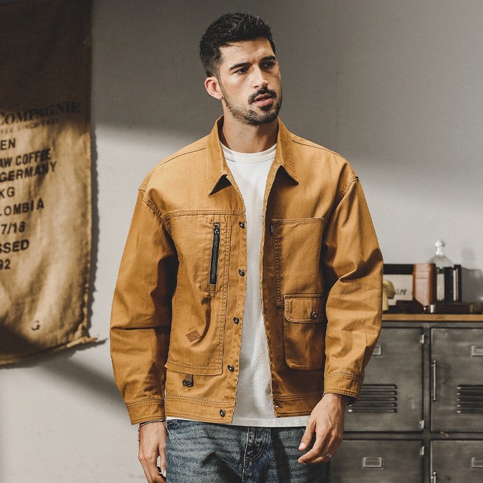 남성 빈티지 워크웨어 카키 자켓