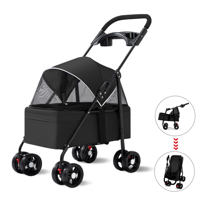 ZHEYE 강아지 고양이 경량 저상형 접이식 유모차  반려동물  개모차