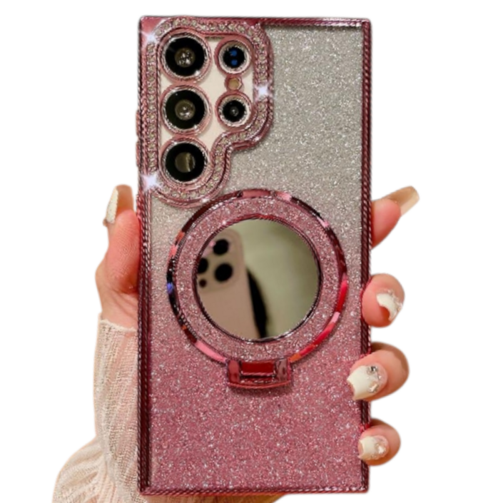 럭스폰 갤럭시 그라데이션 히든 브래킷 미러 케이스  글리터 필름