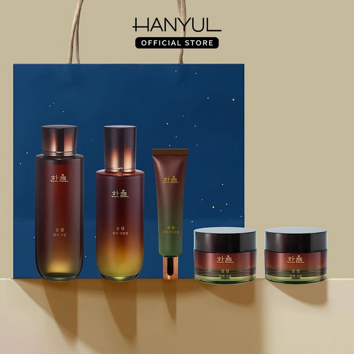 한율 송담 기초 5종 세트(스킨150ml+에멀젼 125ml+크림 50ml 2개+아이크림 25ml)+쇼핑백