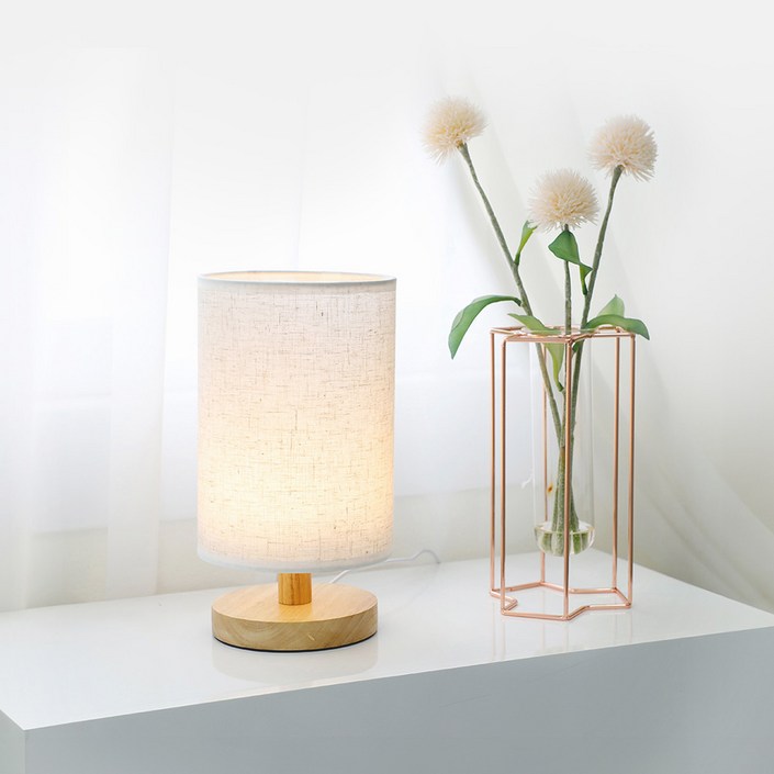 6단계 밝기 조절 우드 린넨 스탠드 무드등  드림카우