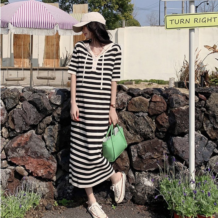 핑크마카롱 완전편해 단가라 후드 니트롱원피스