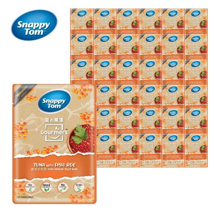 스내피톰 고양이 파우치 습식 파우치, 36개, 70g, 혼합맛튜나피쉬로우