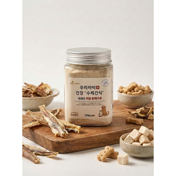 펫루트 국내산 우리아이 수제간식 오븐 구운 바삭 무염 황태간식