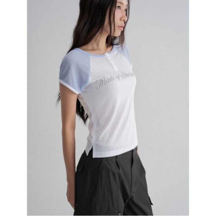 [에잇세컨즈] 헨리넥 래글런 반소매 티셔츠 화이트 (165842DY21)