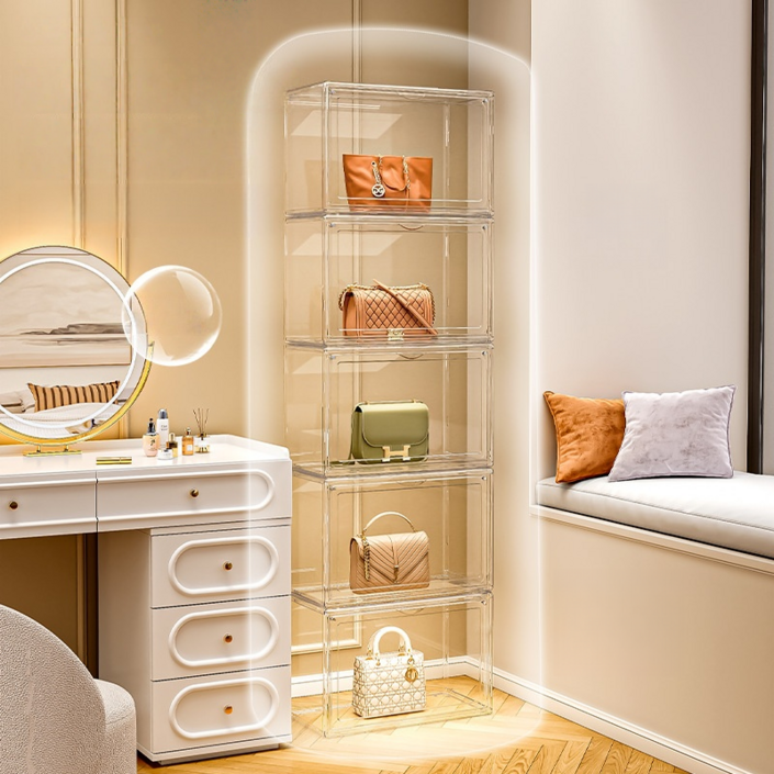 다용도 수납장리함 투명 아크릴 가방보관함 피규어수납장, 5개, 투명