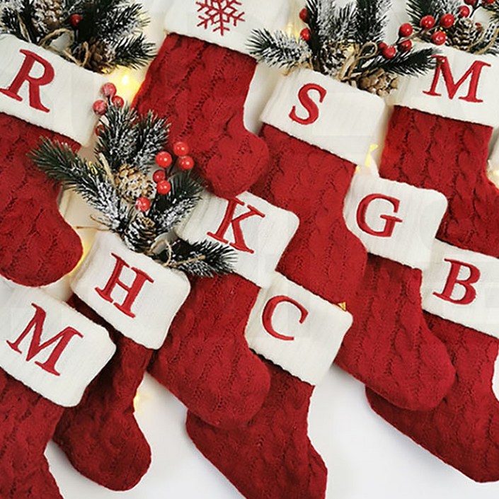 크리스마스 장식 이니셜 양말 선물 주머니 소품