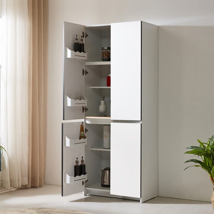 애니스 홈카페수납장 냉장고형 키큰장 주방수납장 틈새장 비스포크 팬트리장 오크 도어수납장 600화이트, 화이트