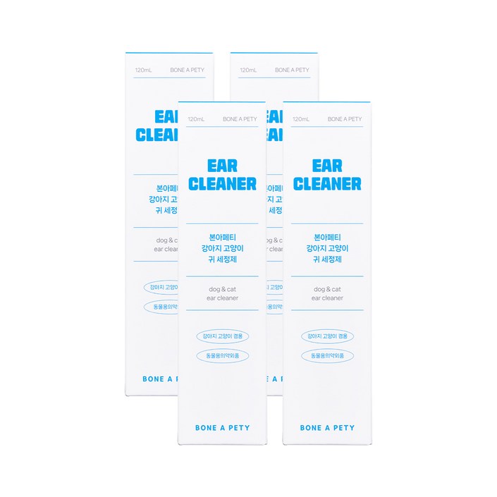 본아페티 강아지 고양이 귀 세정 귀지 청소제 이어클리너, 4개, 120ml