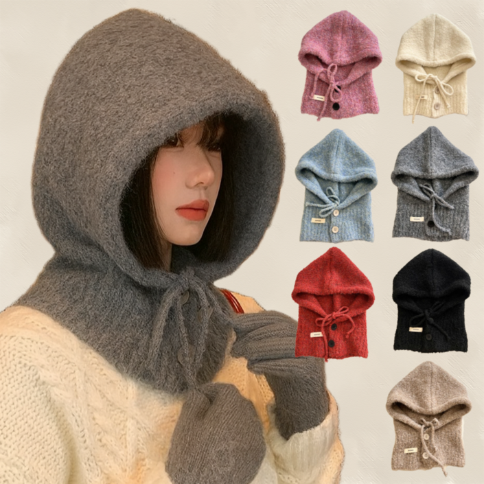 선착할인 캐피튜드 바라클라바 남녀공용 도톰한 넥워머 얼굴작아보이는 따뜻한 방한모자 여성 남성 울니트 넥워머
