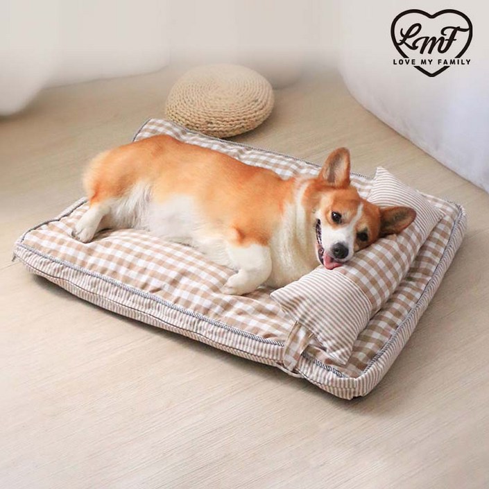 로마팸 강아지 고양이 겸용 체크 쿠션 매트 침대