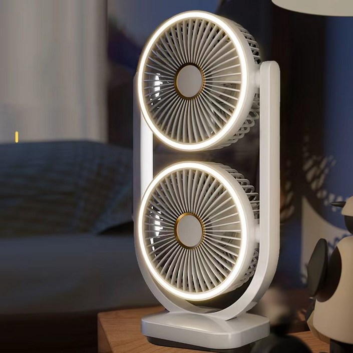 Luminex 무선 휴대용 듀얼 선풍기 각도조절 & 3단 풍속 강력한 저소음 선풍기 무드등