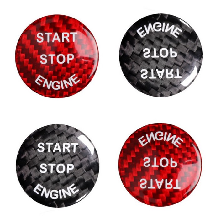셀렉트템 자동차 카본 시동버튼 커버 벤츠 BMW 호환 악세사리, 1개, 레드23.6mm