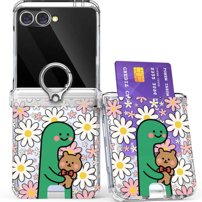 갤럭시Z 플립 5 6 7 데이지 다이노 핑거링 카드수납 하드케이스