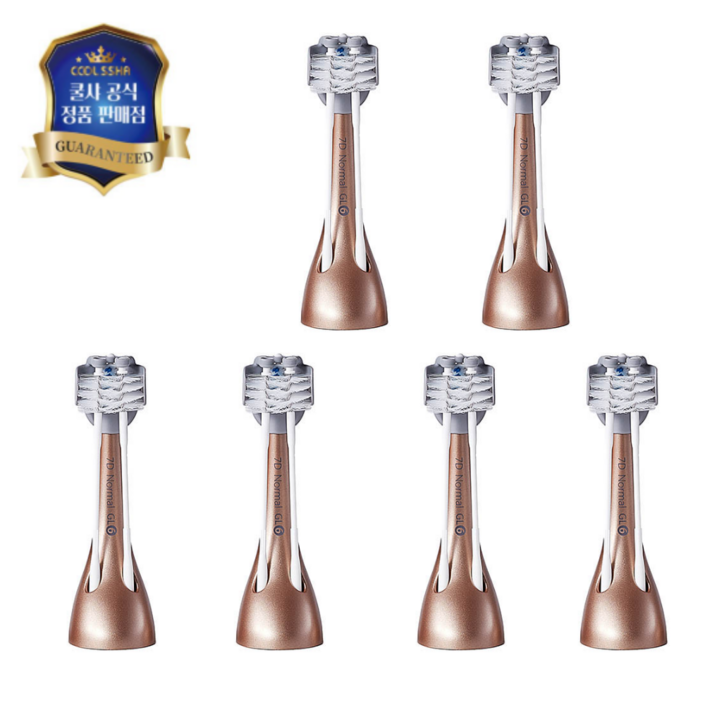 전동칫솔 쿨샤 리필모 6개입7D 고급형 성인용, 보통모, 골드, 6개