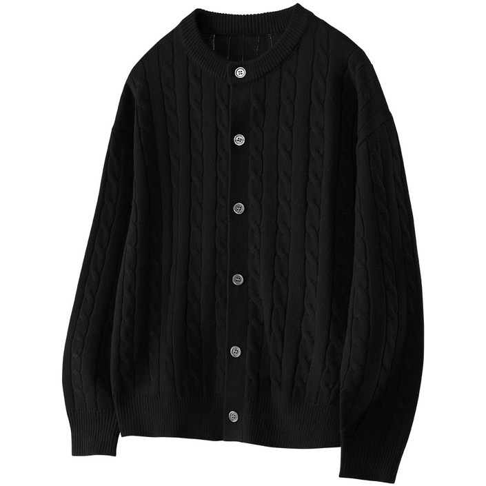 팀스핏 남성용 빅사이즈 오버핏 케이블 라운드 니트 가디건