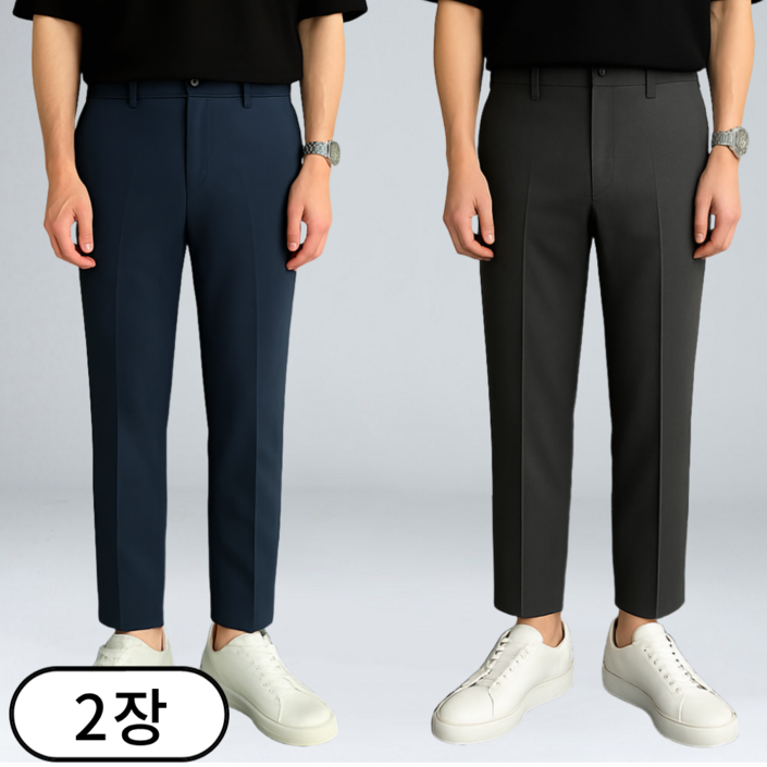 1+1 이브 남성용 히든 밴딩 스판 일자핏 슬랙스 빅사이즈 (3082-2)