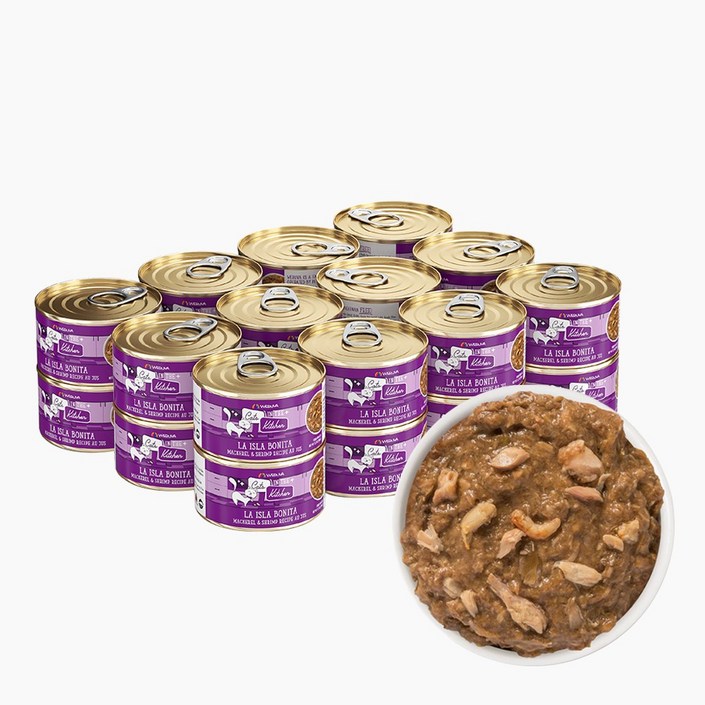 웨루바 고양이 캣츠인더키친 캔 라 이슬라 보니타 24P (고등어, 참치, 새우), 혼합맛, 2160g, 1팩