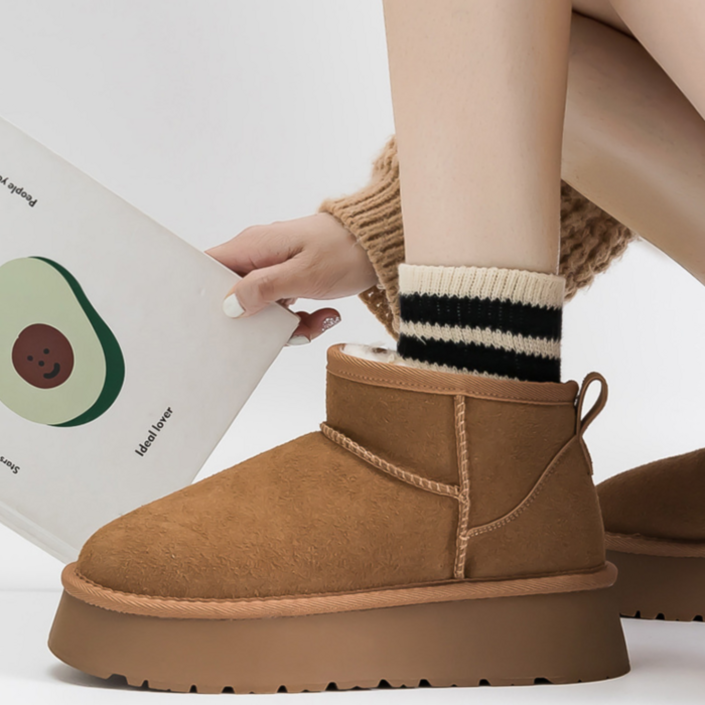 아이마이미마인 겨울 통굽 털 안감 방한 4cm 여성 털부츠